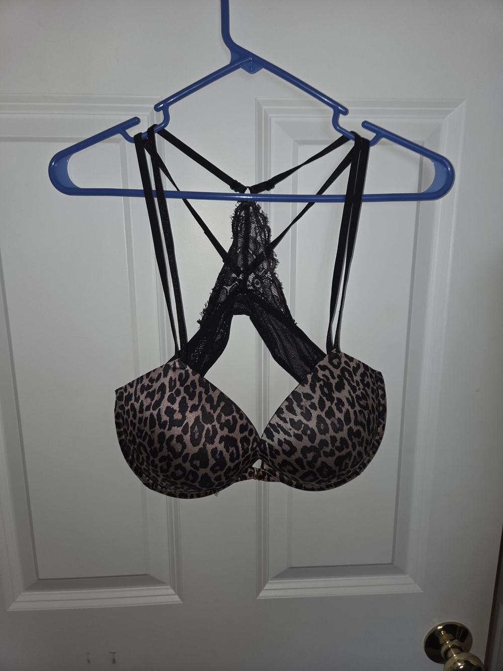Victoria's Secret Leopard Print Strappy Bra - Black & Tan
